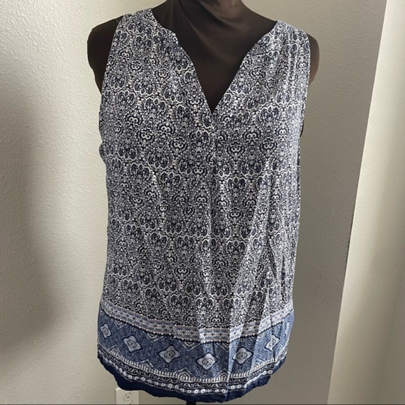 Ava Christine | Sleeveless Bohemian Blue Blouse - Picture 1 of 5